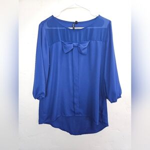 HeartSoul Royal Blue Blouse with Bow Detail